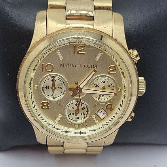 Michael Kors MK5055 Unisex Stainless Steel Analog Gold brushed Dial Watch BC793 - Picture 1 of 10